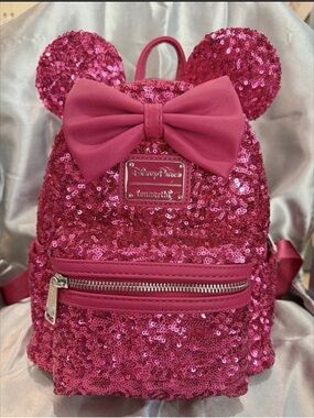 Loungefly x Disney Parks Pink Sequin Minnie Ear Mini Backpack